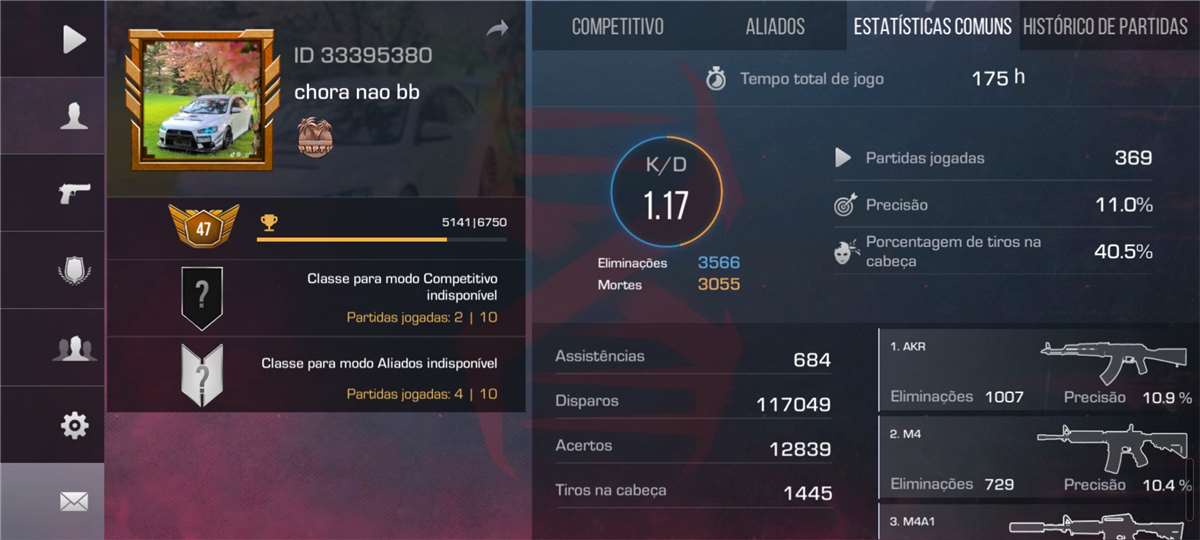 Venda de conta de jogo Standoff 2